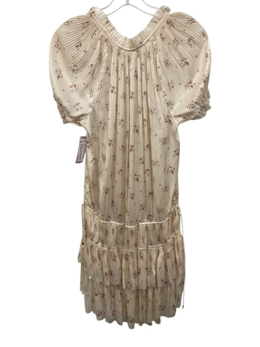 Ulla Johnson Size 2 Cream, Red & Green Polyester Short Sleeve Floral Dress Cream, Red & Green / 2