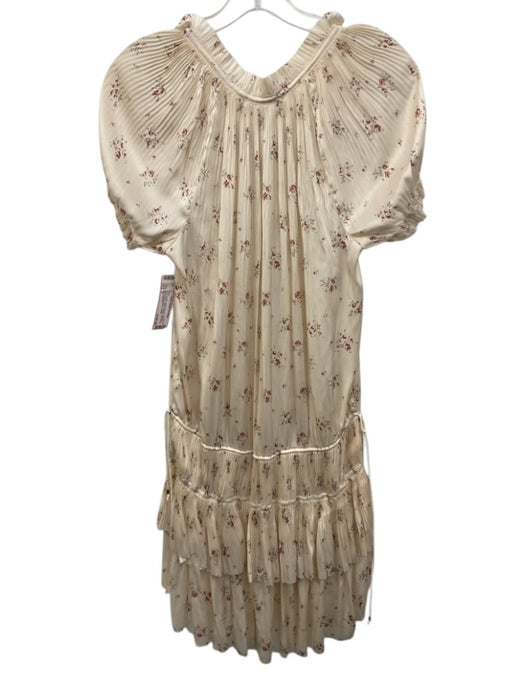 Ulla Johnson Size 2 Cream, Red & Green Polyester Short Sleeve Floral Dress Cream, Red & Green / 2