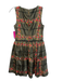 Red Valentino Size 40 Green, Pink, Black Polyester Sleeveless A Line Mini Dress Green, Pink, Black / 40