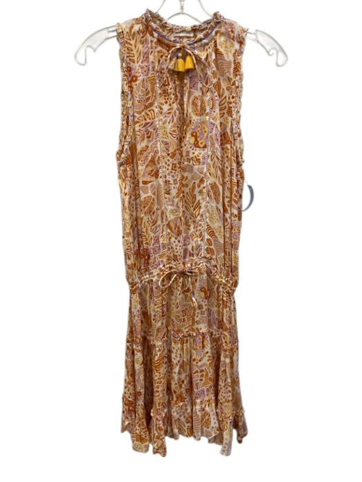 Poupette St. Barth Size S Yellow, Orange, White Sleeveless Abstract V Neck Dress Yellow, Orange, White / S
