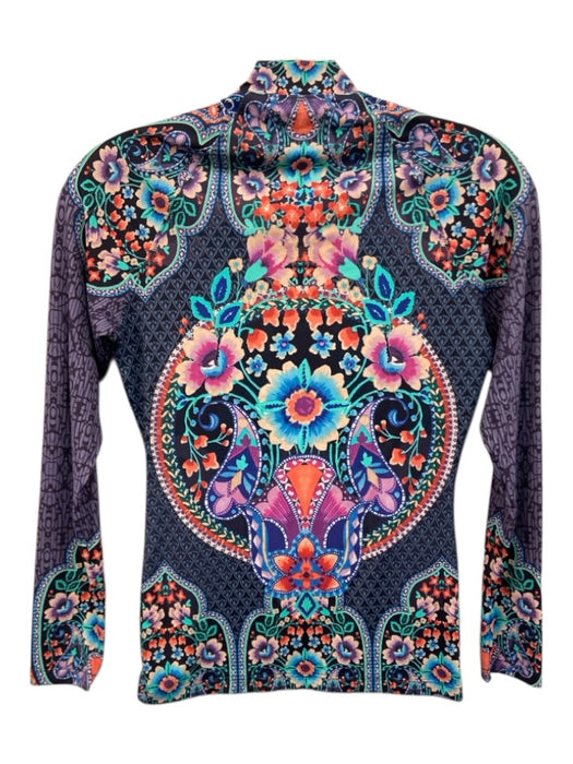 Johnny Was California Size XS Blue, Purple, Pink Nylon Blend Long Sleeve Top Blue, Purple, Pink / XS