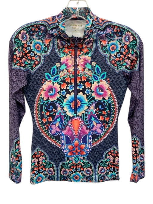 Johnny Was California Size XS Blue, Purple, Pink Nylon Blend Long Sleeve Top Blue, Purple, Pink / XS