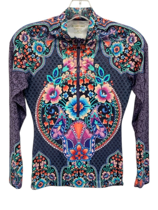 Johnny Was California Size XS Blue, Purple, Pink Nylon Blend Long Sleeve Top Blue, Purple, Pink / XS