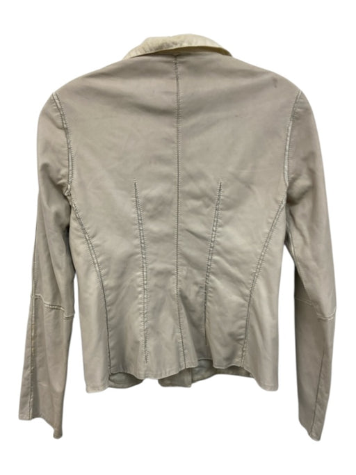 Armani Collezioni Size 4 Beige Lamb leather Linen Fabric Block Blazer Jacket Beige / 4