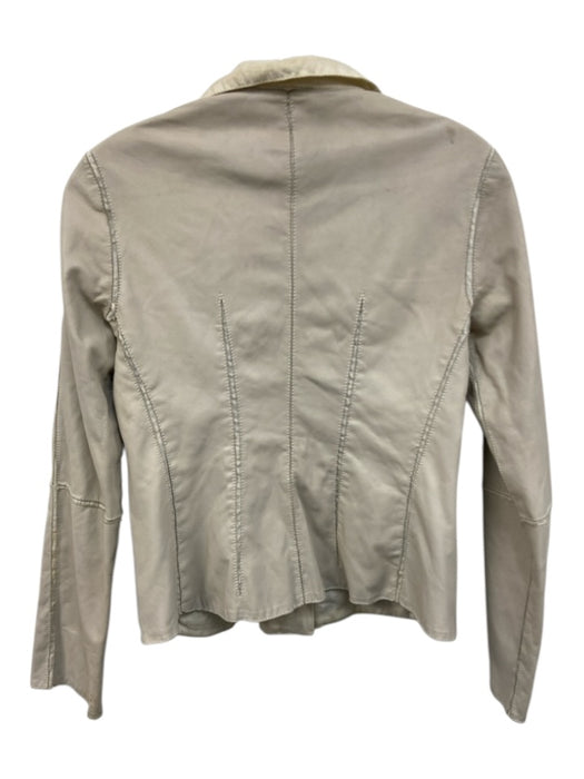 Armani Collezioni Size 4 Beige Lamb leather Linen Fabric Block Blazer Jacket Beige / 4
