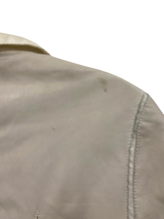 Armani Collezioni Size 4 Beige Lamb leather Linen Fabric Block Blazer Jacket Beige / 4