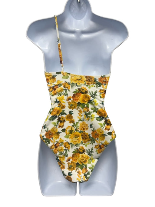 Onia Size S Yellow, Green, White Nylon Blend One Shoulder Floral Boning Swimsuit Yellow, Green, White / S