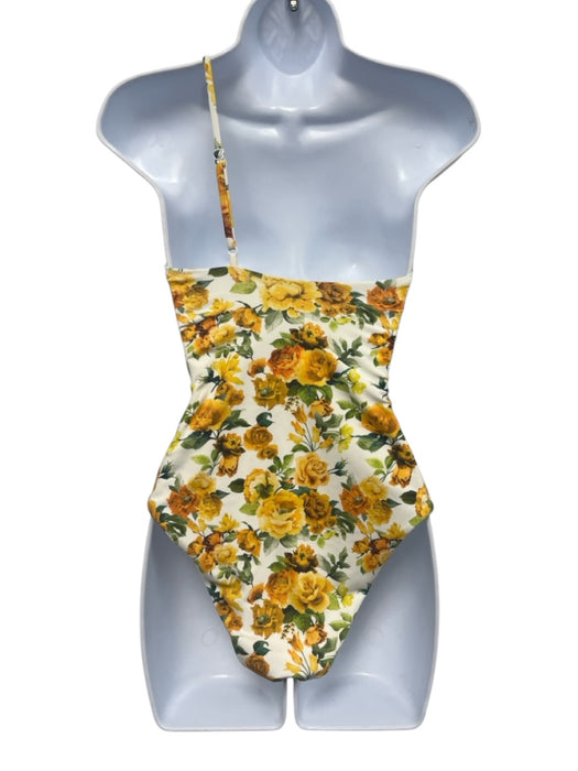 Onia Size S Yellow, Green, White Nylon Blend One Shoulder Floral Boning Swimsuit Yellow, Green, White / S