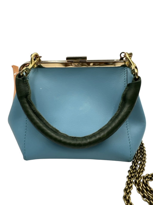Clare V Light blue & green Leather Gold hardware Snap Top Crossbody Bag Light blue & green / S