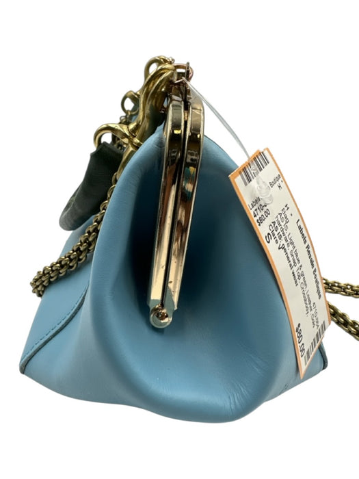 Clare V Light blue & green Leather Gold hardware Snap Top Crossbody Bag Light blue & green / S