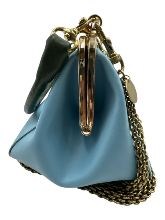 Clare V Light blue & green Leather Gold hardware Snap Top Crossbody Bag Light blue & green / S