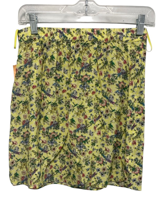 Zadig & Voltaire Size 34 Yellow, Green, Multi Viscose Elastic Waist Wrap Skirt Yellow, Green, Multi / 34