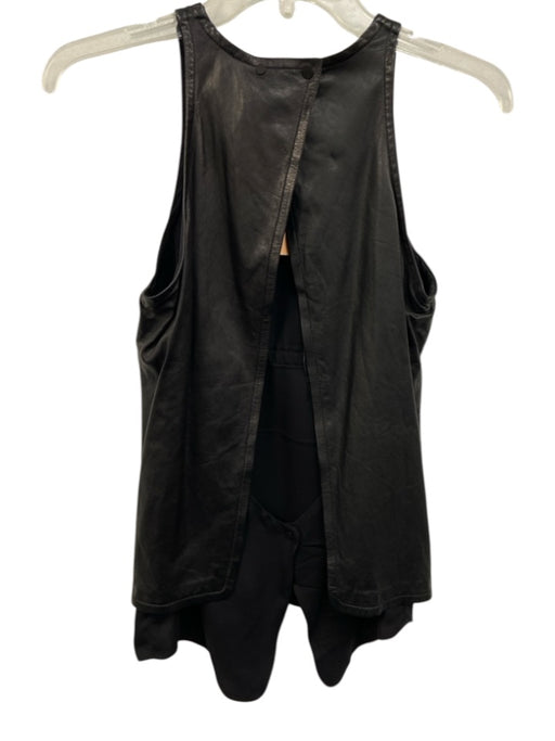 Rag & Bone Size 25 Black Leather Sleeveless High Neck Top Black / 25