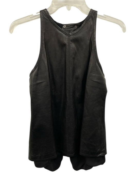 Rag & Bone Size 25 Black Leather Sleeveless High Neck Top Black / 25
