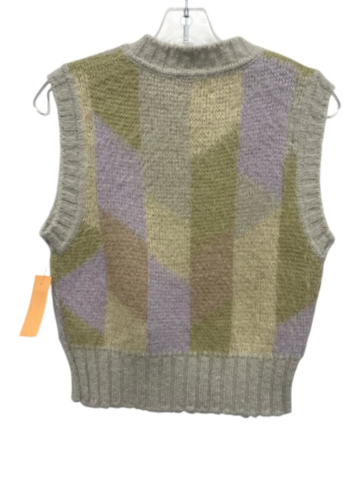 Sandro Size S Purple, Green, Multi Acrylic & Mohair Sleeveless Knit Sweater Purple, Green, Multi / S