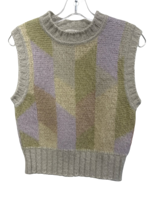 Sandro Size S Purple, Green, Multi Acrylic & Mohair Sleeveless Knit Sweater Purple, Green, Multi / S