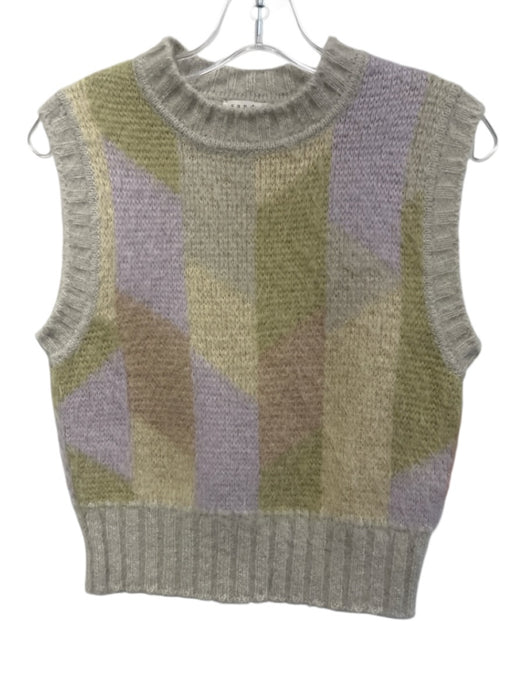 Sandro Size S Purple, Green, Multi Acrylic & Mohair Sleeveless Knit Sweater Purple, Green, Multi / S