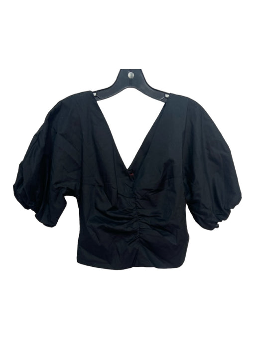 Kirna Zabete Size M Black Cotton V Neck Cropped Top Black / M