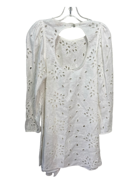 Rebecca Taylor Size 4 White Cotton Eyelet Backless Long Sleeve Dress White / 4