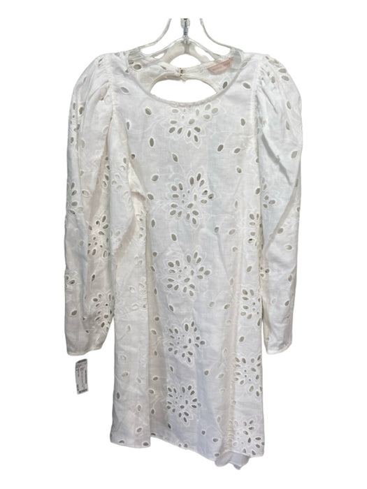 Rebecca Taylor Size 4 White Cotton Eyelet Backless Long Sleeve Dress White / 4