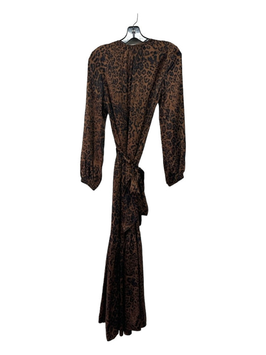 Ann Mashburn Size XS Brown & Black Silk Cheetah Round Neck Long Sleeve Dress Brown & Black / XS