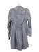 Derek Lam 10 Crosby Size 6 Blue & White Cotton Blend Striped V Neck & Back Dress Blue & White / 6