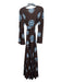 Alexis Size XS Brown & Blue Viscose Tie Die Maxi Tiered Button Front Dress Brown & Blue / XS