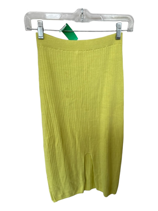 Free People Size S Chartreuse Cotton Blend Ribbed Midi Skirt Chartreuse / S