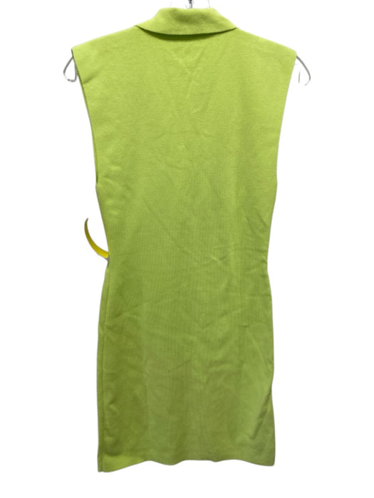 A.L.C. Size S Chartreuse Green Cotton Blend Sleeveless Ribbed 1/4 Button Dress Chartreuse Green / S