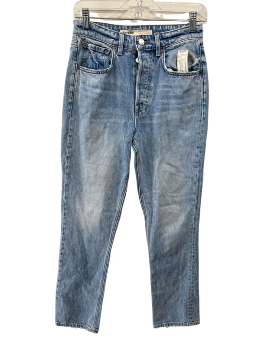 Girlfriend Size 25 Light Wash Cotton Denim 5 Pocket Button Fly Faded Jeans Light Wash / 25