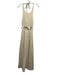 Seven Wonders Size M Cream & Brown Cotton Halter Tie Neck Cutout Detailing Dress Cream & Brown / M
