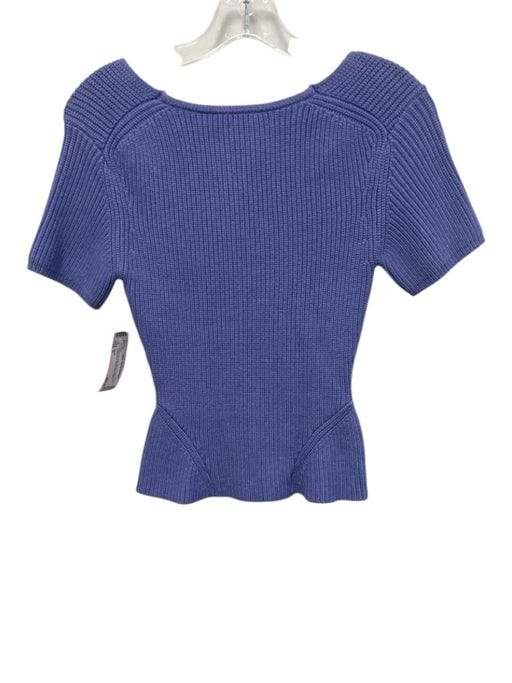 Staud Size S Periwinkle Blue Rayon & Nylon Short Sleeve Knit Square Neck Top Periwinkle Blue / S
