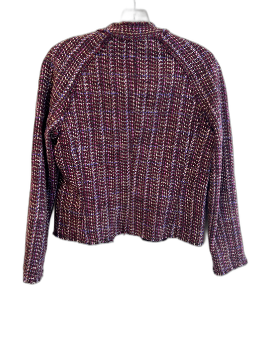 Rag & Bone Size 4 Maroon Cotton Tweed Round Neck Button Down Long Sleeve Jacket Maroon / 4