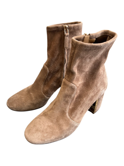 Tory Burch Shoe Size 7 Camel Leather Suede Almond Toe Block Heel Boots Camel / 7