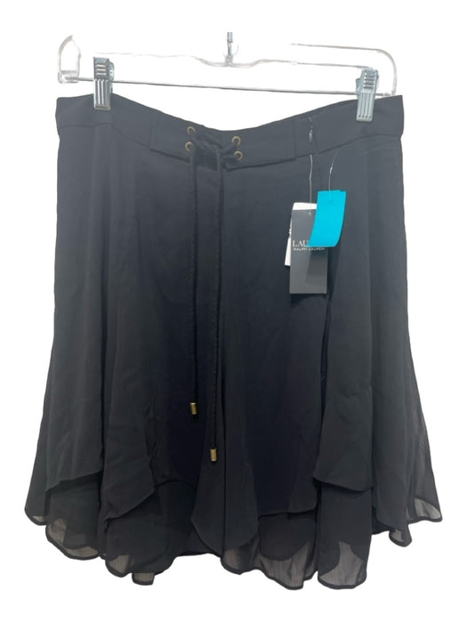 Lauren Ralph Lauren Size 6 Black Polyester Tie Detail Side Zip Skirt Black / 6