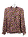 A.P.C Size 38 Purple & Yellow Print Silk Floral Half Button Long Sleeve Top Purple & Yellow Print / 38