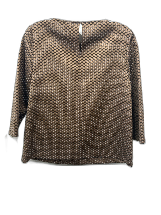 Max Mara Studio Size 4 Brown & Black Polyester Blend 3/4 Sleeve Darted Top Brown & Black / 4