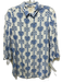 Johnny Was Jade Size XS Blue & White Rayon Long Sleeve Eyelet Embroidered Top Blue & White / XS