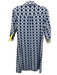 J Mclaughlin Size Small Blue & White Nylon Blend 3/4 Sleeve Quarter Button Dress Blue & White / Small