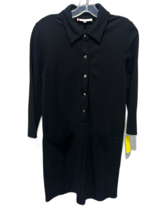 Jude Connally Size Small Black & Multi Rayon Blend Long Sleeve Half Button Dress Black & Multi / Small