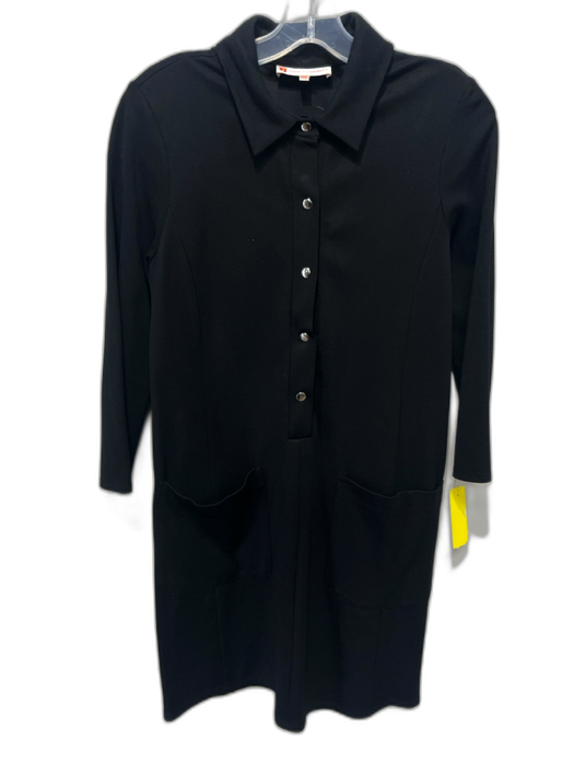 Jude Connally Size Small Black & Multi Rayon Blend Long Sleeve Half Button Dress Black & Multi / Small