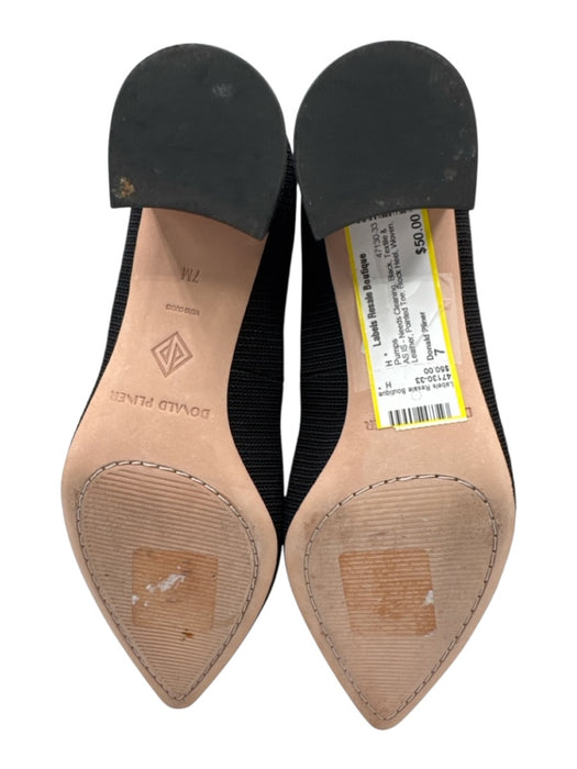 Donald Pliner Shoe Size 7 Black Textile & Leather Pointed Toe Block Heel Pumps Black / 7