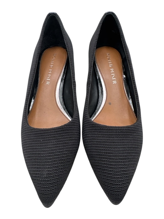 Donald Pliner Shoe Size 7 Black Textile & Leather Pointed Toe Block Heel Pumps Black / 7
