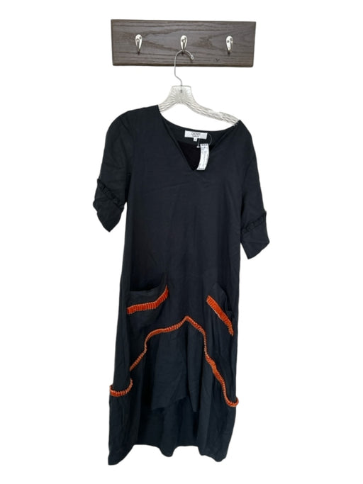 Crosby Size S Black & Orange Short Sleeve Ribbon Detail Maxi Dress Black & Orange / S