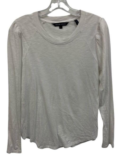 Veronica Beard Size M White Pima Cotton Long puff sleeve Heathered Top White / M