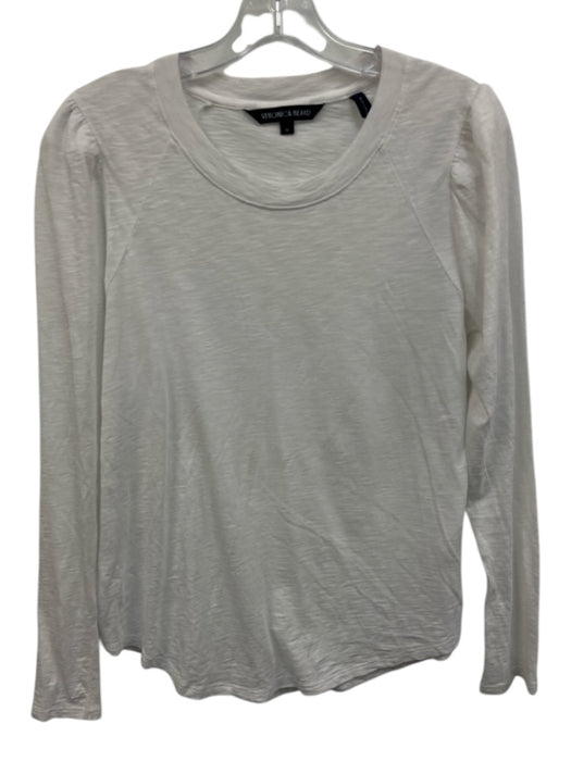 Veronica Beard Size M White Pima Cotton Long puff sleeve Heathered Top White / M