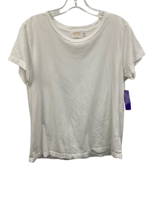 Nation Size M White Pima Cotton Short Sleeve Round Neck T Shirt Top White / M