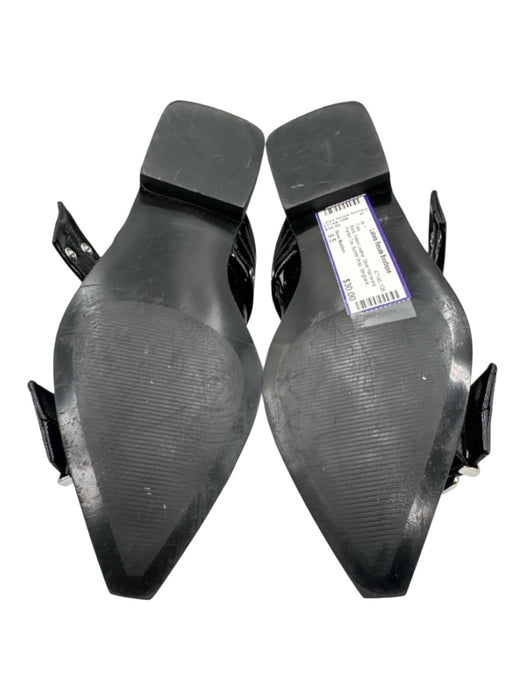 Steve Madden Shoe Size 9.5 Black Patent Leather Silver Hardware Slingback Flats Black / 9.5
