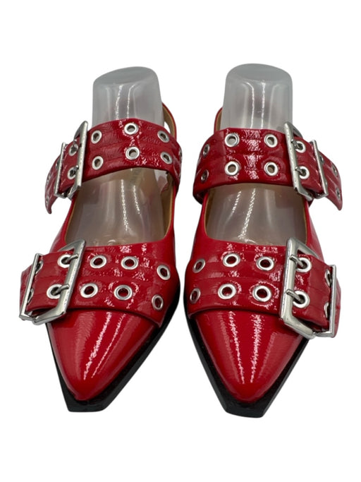 Steve Madden Shoe Size 9.5 Red Patent Leather Silver Hardware Pointed Toe Flats Red / 9.5