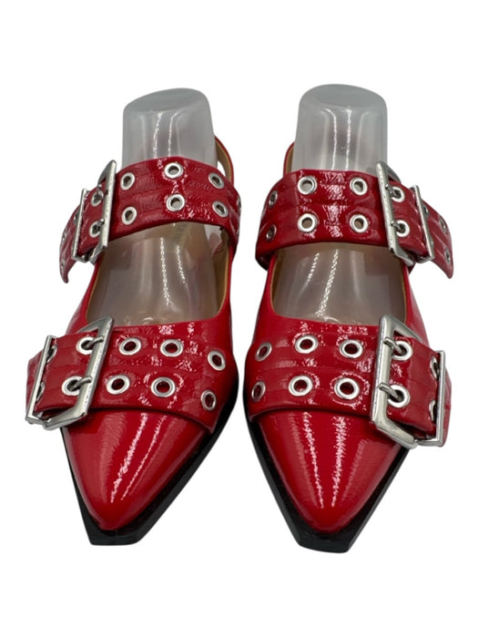 Steve Madden Shoe Size 9.5 Red Patent Leather Silver Hardware Pointed Toe Flats Red / 9.5